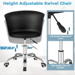 Costway Set Of 2 Adjustable Office Chair Armless Swivel Desk Chair PU Leather Seat Black/White -Smart Office Sets GUEST eef2bdb6 6e37 47a4 b8af 45a029dc7211