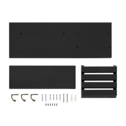 18" Utility Shelf With Pocket And Hanging Hooks Black - Danya B. -Smart Office Sets GUEST ef27b863 02b8 4ac7 87bf 23aecc12fefb