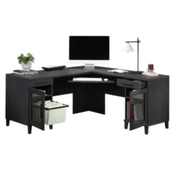 Sauder Tiffin Line L Desk Raven Oak Raven Oak