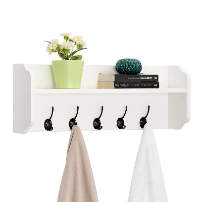 25" X 9" Entryway Floating Utility Wall Shelf With Hooks White - Danya B. 12 25" X 9" Entryway Floating Utility Wall Shelf With Hooks White - Danya B. - Image 10