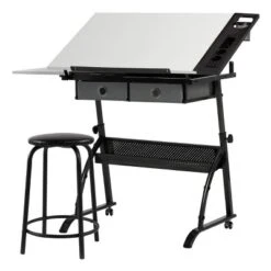 Core Drawing Table And Stool Set Charcoal Black/White - Studio Designs -Smart Office Sets GUEST f219f736 f2d5 4676 bbc8 1ef81a83f716