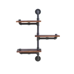 31.1" X 24.2" 3 Tier Industrial Pipe Wall Shelf Brown/Black - Danya B. -Smart Office Sets GUEST f2353023 9cb0 4044 9481 95bf9c8d0cfe