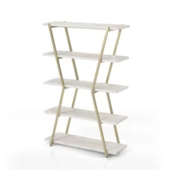 Ketano Metal 4-Shelf Bookcase In Champagne And White - Furniture Of America -Smart Office Sets GUEST f312f738 f119 44cf bbe9 f0a12b381e0f