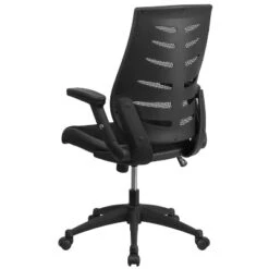 Emma And Oliver High Back Black Mesh Swivel Ergonomic Office Chair With Adjustable Flip-Up Arms -Smart Office Sets GUEST f3caed78 a311 4711 bea5 31f41c967e55