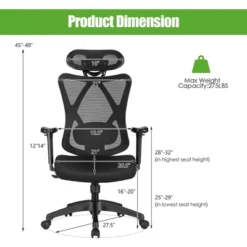 Costway Ergonomic High Back Mesh Office Chair W/ Adjustable Lumbar Support -Smart Office Sets GUEST f4e9e40a 10f5 49e1 8de6 21a663c871ea