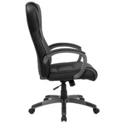 Emma And Oliver High Back Black LeatherSoft Swivel Office Chair Titanium Nylon Base/Loop Arms -Smart Office Sets GUEST f585886a 0947 49f7 82e1 94a3ad02bb50