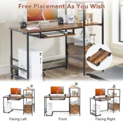 Costway Computer Desk Home Office Desk With Shelves 2 Drawers Keyboard Tray & Movable CPU Stand Study Desk Laptop Table Small Space Rustic Brown -Smart Office Sets GUEST f5bc010d 8a31 4928 842c 09bfcede69c9
