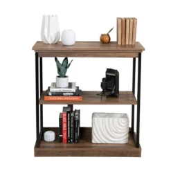 32" Oslo 3 Shelf Contemporary Wood And Metal Etagere Bookcase Brown/Black - Danya B. -Smart Office Sets GUEST f5e95333 3330 4820 bf8d 62157d450857