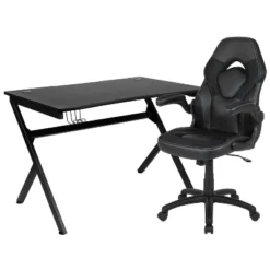 Flash Furniture Gaming Desk And Racing Chair Set With Cup Holder, Headphone Hook & 2 Wire Management Holes -Smart Office Sets GUEST f702ca34 7b2e 488d 91a4 37953ccf79a0