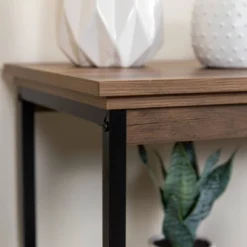 32" Oslo 3 Shelf Contemporary Wood And Metal Etagere Bookcase Brown/Black - Danya B. -Smart Office Sets GUEST f75111b1 8761 43a3 ad4a aeea7ed3588f