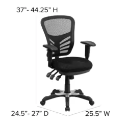 Emma And Oliver Mid-Back Black Mesh Multifunction Ergonomic Office Chair With Adjustable Arms -Smart Office Sets GUEST f8375748 5dda 4bfc a917 3290ecf3ed96