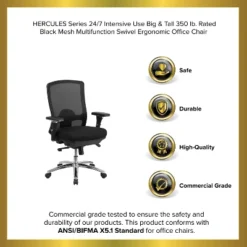 Emma And Oliver 24/7 350 Lb. Big & Tall Black Mesh Synchro-Tilt Swivel Ergonomic Office Chair -Smart Office Sets GUEST f971abae e05a 4613 b27c a7881b6a9b97