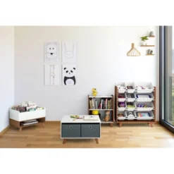 Morgan Mid-Century Bookshelf Caddy And Toy Storage With Shelf Wood/White - Humble Crew -Smart Office Sets GUEST fa2e4187 907e 462d 98b5 6d8b84b7e942