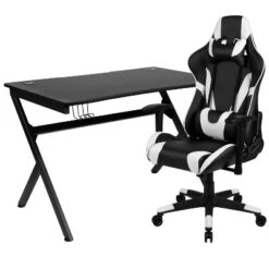 Emma And Oliver Gaming Bundle-Desk, Cup Holder/Headphone Hook & Reclining Chair -Smart Office Sets GUEST fb426006 b15c 47df acb3 7e9333fafd70