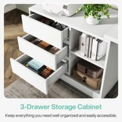 Tribesigns L-Shaped Computer Desk With Drawers And Shelves -Smart Office Sets GUEST fc4561e7 7059 414c a2f5 0946546b56ee