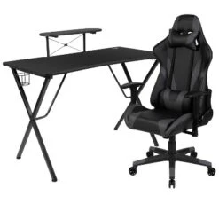 Flash Furniture Gaming Desk And Reclining Gaming Chair Set With Cup Holder, Headphone Hook, And Monitor/Smartphone Stand -Smart Office Sets GUEST fd0d6d56 9bce 4755 a662 e332e4fde4f5
