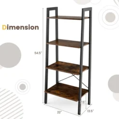 Costway 4-Tier Bookshelf Industrial Display Storage Shelf Plant Flower Stand Metal Frame Brown/Gray -Smart Office Sets GUEST fea002a7 f50b 4d9e abe0 e5af47795c55