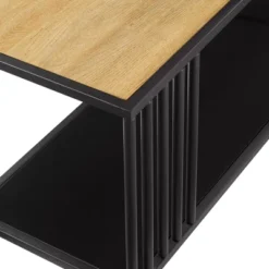 55.5" Modern 4 Shelf With Metal Bar Room Divider Bookcase Coastal Oak/Black - Saracina Home -Smart Office Sets GUEST ffa6e104 97bb 4319 b27b 600bbe750d80